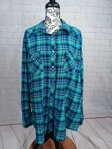 Wranglers men's long sleeve pearl snap plaid print shirt size 2xlt pockets b32 - Picture 1 of 10