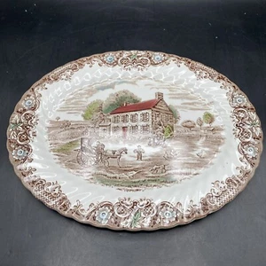12” Johnson Brothers Heritage Hall Brown Ironstone Colonial Oval Serving Platter - Picture 1 of 8