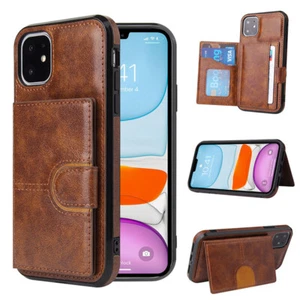 For Apple iPhone 11 12 X SE XR 8 7 6 Leather Wallet Card Flip Case Cover New - Picture 1 of 13