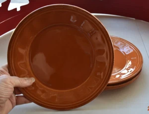 4 ~ Rachael Ray CUCINA PUMPKIN ORANGE 8" Salad Plate Handpainted Stoneware 2014 - Picture 1 of 5