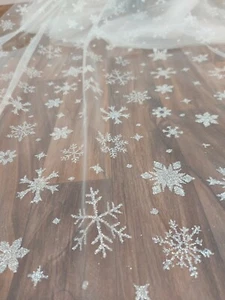 1M Schneeflocke Glitzer Tüll, Glitzer Tüll, Champagner Glitzer Tüll - Bild 1 von 11