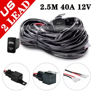 Wiring Harness Kit ON-OFF Push Switch Relay LED Work Fog Light Pods Bar Car Boat - Foto 1 di 9
