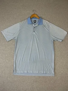 FootJoy Golf Camicia Uomo L Bianco Blu Lisle Feeder Stripe Polo Manica Corta - Foto 1 di 8