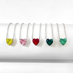 2ct Heart Cut Lab Grown Diamond Pendant Necklace Women 925 Sterling Silver Chain - Picture 1 of 21