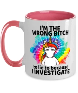 Lustige EINHORN-Tasse, ich bin der falsche Bitch zu lügen, weil ich recherchiere, - Bild 1 von 2