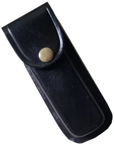Knife Sheath Pouch Leather MultiTool Pliers to 5" Belt to 2 11/16" Black Plain - Picture 1 of 3