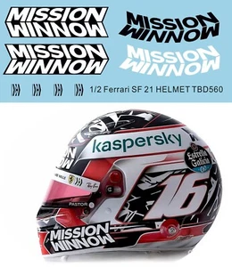 1/2 DECALS Casco per Charles Leclerc MISSION WINNOW 2021 DECAL TBD560 - Picture 1 of 1