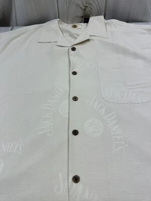 Jack Daniels Old No 7 Brand Silk Hawaiian Graphic Shirt Mens XL Beige Whiskey - Image 1 of 4