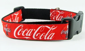 Coca Cola dog collar handmade adjustable buckle collar 1" or 5/8" wide or leash - Picture 1 of 12