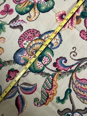 Peças de tecido de linho estampa jacobina 23"X36" (4), 23"x23" (1) decorador - Imagem 1 de 4