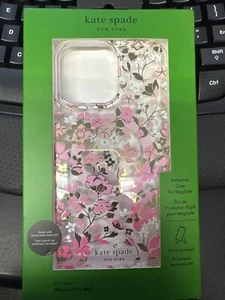 Kate Spade Hardshell Magsafe Case for iPhone 15 Pro Max Flowerbed Pink gemmed - Picture 1 of 8