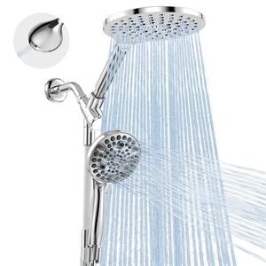 Dual Handheld Shower Head Combo, 2-in-1 Rain Shower Heads System 8 Inch Rainf... - Picture 1 of 6