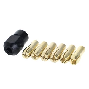 7Pcs Brass Collet 1.0/1.6/2.0/2.4/3.0/3.2 + Check M8*0.75 Fits Rotary Tools - Picture 1 of 8
