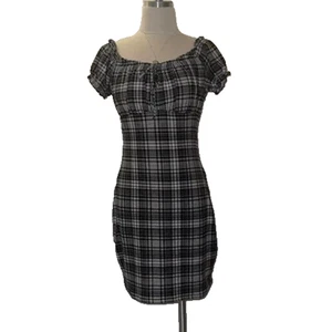 Ultra Flirt blau kariertes Mini Babydoll Kleid Größe Large Damen Schulmädchen Stretch - Bild 1 von 10