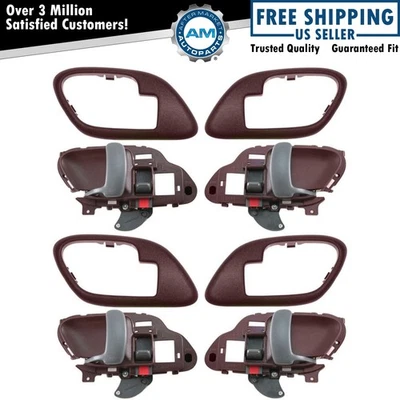 Juego de 4 piezas de manija interior de puerta roja con bisel izquierda y derecha para camioneta Chevy Foto 1 de 4