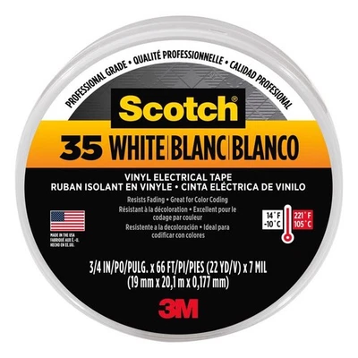 3M COMPANY Scotch 10828-DL-2W White Vinyl Electrical Tape 66 L ft. x 3/4 W in. (Pack of 10)