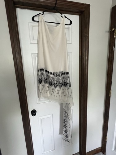 OFF WHITE Originale raro abito Thomas Wylde seta teschio skelton bianco sporco trasparente XS