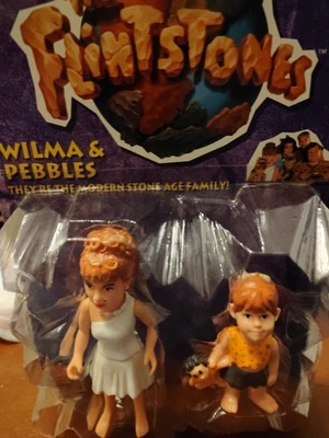 The Flintstones Wilma & Pebbles Figures NEW On Card From 1993 Vintage By Mattel - Image 1 of 4