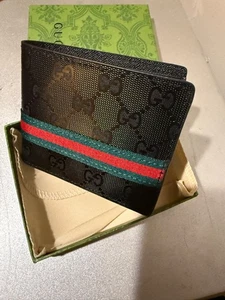 mens gucci wallet vintage mens gucci wallet black vtg - Picture 1 of 3
