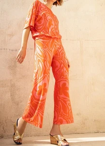 TRINA TURK 2-teiliges Strickset Relaxed Top S & Hose XS Abstrakt Rosa Swirl Lounge - Bild 1 von 10