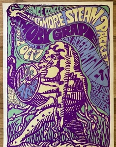 GRANDE FRATELLO MOBY GRAVE 1967 L'ARCA SAUSALITO, POSTER CONCERTO CALIFORNIA - RARO! - Foto 1 di 4