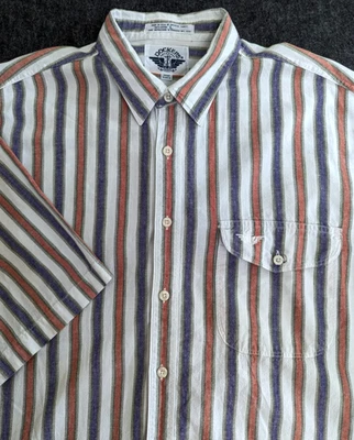 Camisa De Colección Años 80 Dockers Para Hombres Talla Grande Rayas Abotonadas Estilo Verano Hecha en EE. UU. Foto 1 de 4