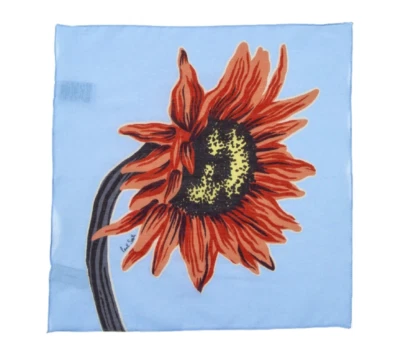Paul Smith Cotton Pocket Square Blue Burnt Umber Sunflower Made in Italy New Tag - Image 1 of 4
