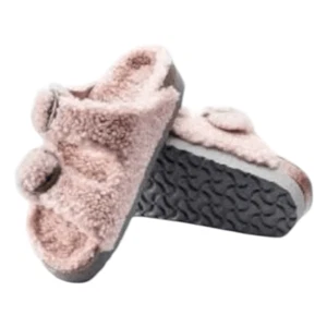 Birkenstock Papillio Arizona Big Buckle Shearling Platform Pink Slip-On Sandals - Picture 1 of 7