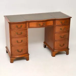 Antique Mahogany Leather Top Pedestal Desk - Picture 1 of 11