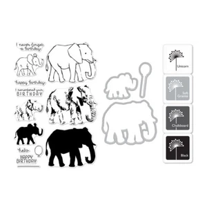 Hero Arts "ELEPHANT" Clear Stamps + Frame Cuts Dies + Mini Ink Pad Set Bundle - Picture 1 of 1