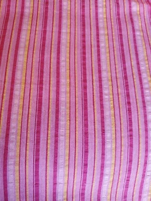 Tela de costura vintage rosas rayas verticales con algodón arrugado amarillo 1,4 ydx45" Foto 1 de 4