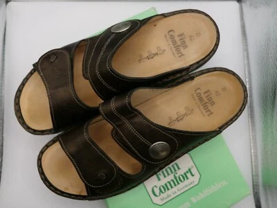 Sandália Vintage Finn Comfort Unissex Marrom Feita na Alemanha Sola de Borracha Slip On  - Imagem 1 de 4