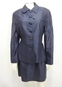 YL by Yair 10 Navy Blue Silk Sleeveless Mini-Dress and Long-Sleeve Jacket Suit - Picture 1 of 6