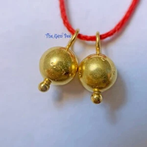 5mmx9.5mm 18k Solid Yellow Gold Handmade Ball With Granulation Point Charms (2) - Picture 1 of 10
