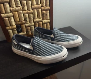 Converse Jack Purcell Striped Slip ons. Size M4 / W5.5, Blue & White Shoes. - Picture 1 of 6