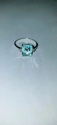 5,25 ct Laborgefertigter handgefertigter Aquamarin 925 Silber Smaragdschliff ... - Bild 1 von 4