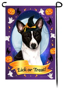 Halloween Garden Flag - Black and White Basenji - Picture 1 of 1