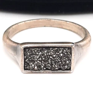 Kendra Scott Glenna Ring Size 7 Brushed Silvertone Platinum Druzy - Picture 1 of 6