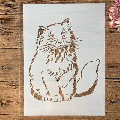 Plantillas de capas con forma de gato - Álbum de recortes hágalo usted mismo manualidades artes de pared pintura plantilla Foto 1 de 4