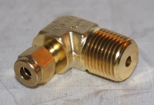 1/4" Tube x 1/2" MNPT Brass Elbow Connector Fitting Ham-Let 769LB1/4X1/2 - Picture 1 of 5