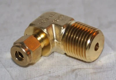 1/4" Tube x 1/2" MNPT  Brass  Elbow Connector Fitting Ham-Let 769LB1/4X1/2 - Image 1 of 4