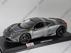 MAISTO 1:18 Scale - Ferrari 458 Speciale in Grey - Diecast Model Car - Picture 1 of 10