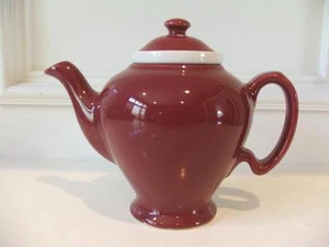 Vintage McCormick Tea Baltimore Md Teekanne Burgundy Made in USA Tea Pot Infuser - Bild 1 von 5
