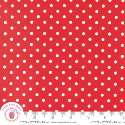 Moda SWEET MELODIES 21818 12 Red Polka Dots  AMERICAN JANE Quilt Fabric 30's - Image 1 of 4