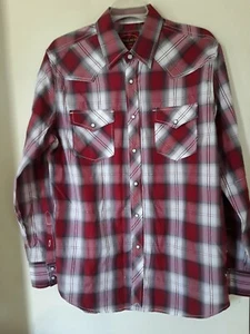 Camisa de mezclilla Attrak Western a cuadros broches de presión mediana - Imagen 1 de 3