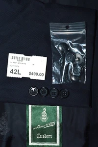 NEW (2 Pc Suit 42L) WARREN K COOK Suit Men's Blue 100% Wool 3-Button 36x29.5 - Picture 1 of 19