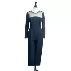 Tuta Calvin Klein donna nera gioiello trasparente manica lunga taglia 6 - Foto 1 di 9