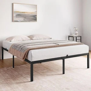 Metal Platform Bed Frame Mattress Foundation Steel Stable W/Headboard Industrial - Picture 1 of 12