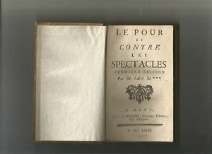 Le pour et contre les spectacles par M. l'Abbé Mann 1782 - Picture 1 of 1
