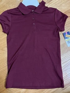 Izod Girls Schoolwear Approved Short Sleeve Burgundy Polo 10/12 - Picture 1 of 3